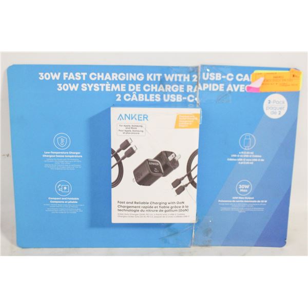 NEW W BOX ANKER 30W FAST CHARGING KIT W 2 USB-C