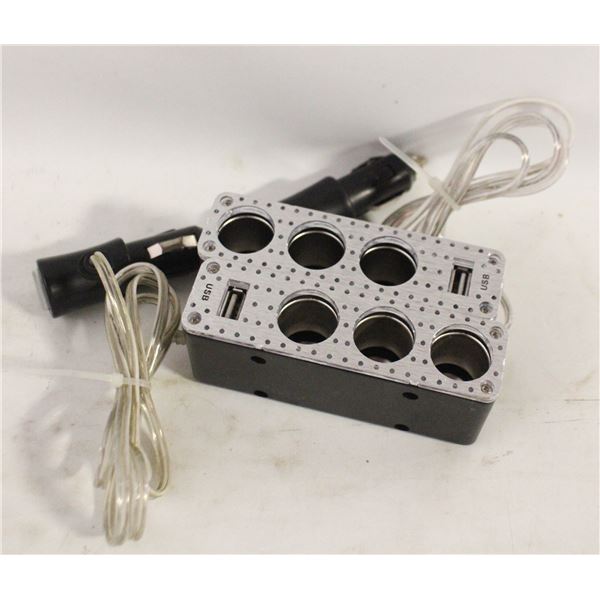 2 - 3 SOCKET CIGARETTE LIGHTER SPLITTER WITH USB