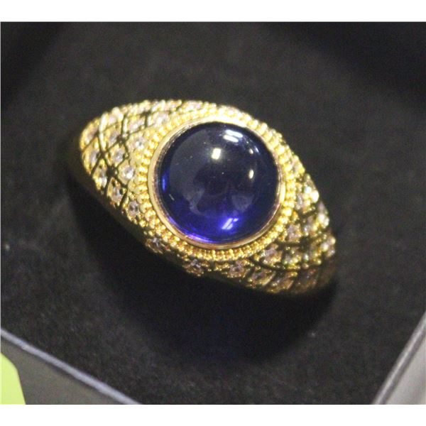 NEW MENS BLUE STONE RING SIZE 12
