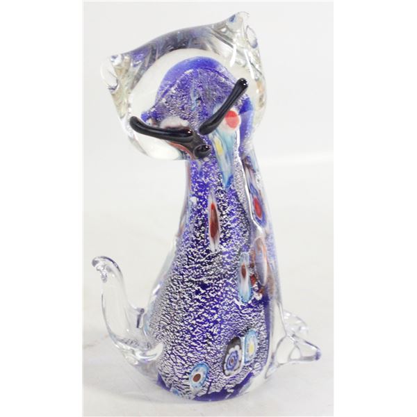 MURANO BLUE, SILVER AVENTURINE MILLEFIORI