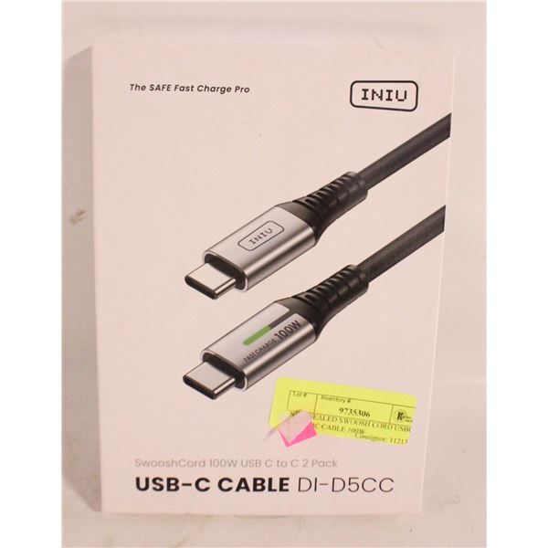 NEW SEALED SWOOSH CORD USBC TO USBC CABLE 100W
