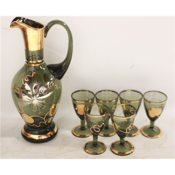 7 PC VINTAGE ROMANIAN DECANTER SET