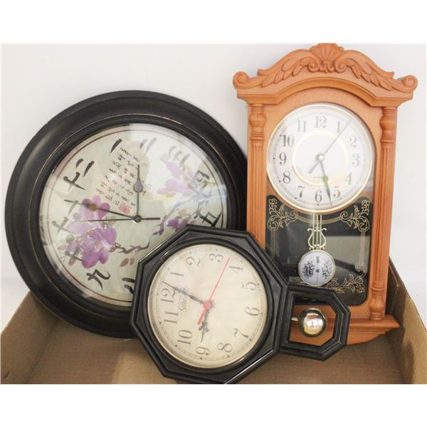 3 WALL CLOCKS - TESTED