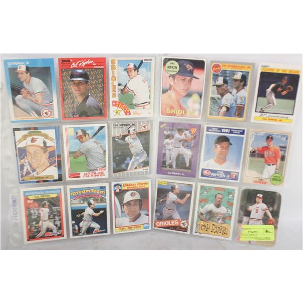 2 SHEETS CAL RIPKEN COLLECTABLE BASEBALL CARDS