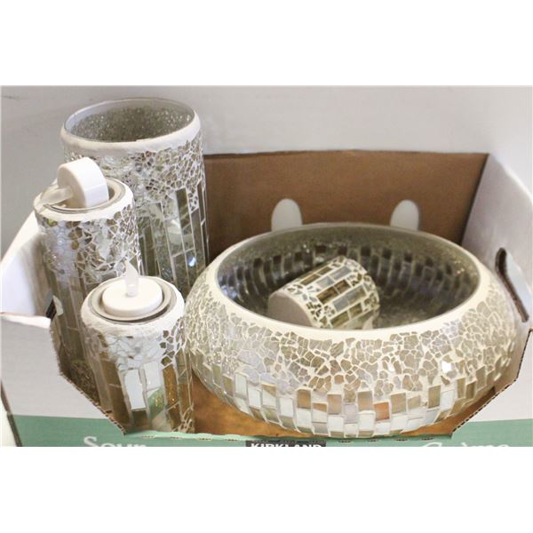 5 PCS BOWL/VASE/CANDLE HOLDERS
