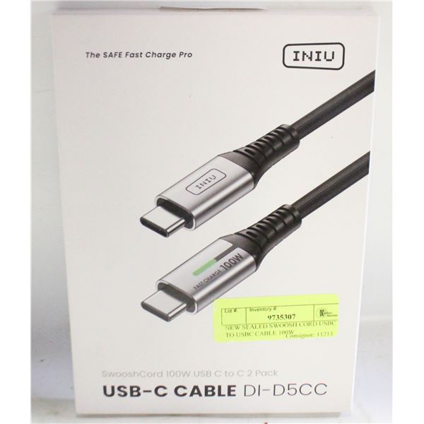 NEW SEALED SWOOSH CORD USBC TO USBC CABLE 100W