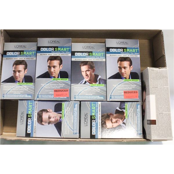 FLAT OF 7 MENS BROWN TONES HAIR DYE KITS