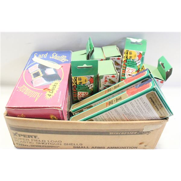 BOX POKER CHIPS AND PLAYING CARDS