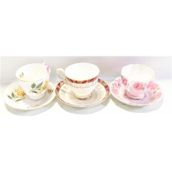 COLLECTION OF 3 FINE CHINA CUPS AND SAUCERS