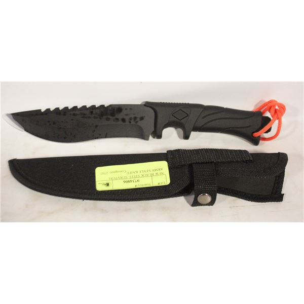 NEW BLACK STEEL SURVIVAL ARMY STYLE KNIFE