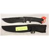 Image 1 : NEW BLACK STEEL SURVIVAL ARMY STYLE KNIFE