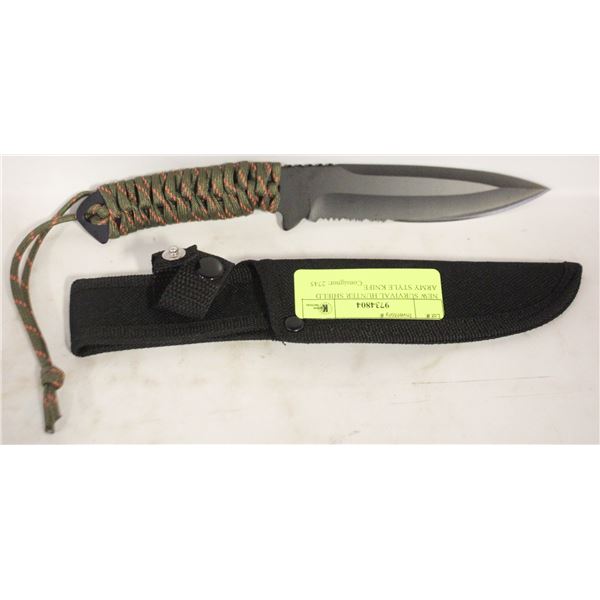 NEW SURVIVAL HUNTER SHIELD ARMY STYLE KNIFE