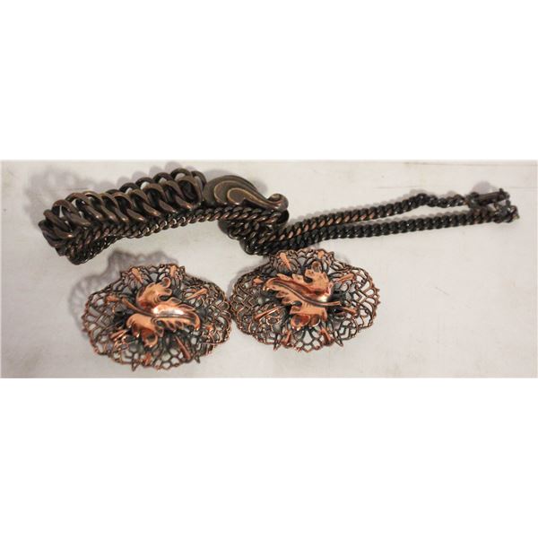 VINTAGE COPPER NECKLACE + EARRINGS ESTATE