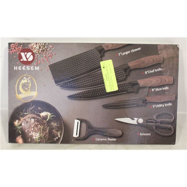 NEW 6PC KITCHEN KNIFE BLOCK SET HIGH CARBON