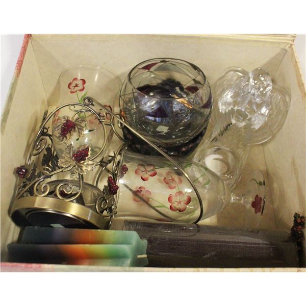 FLAT OF ORNATE CANDLES AND HOLDERS ETC WITH