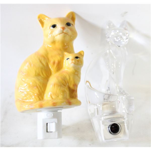 CERAMIC PLUS GLASS CAT NIGHT LIGHTS
