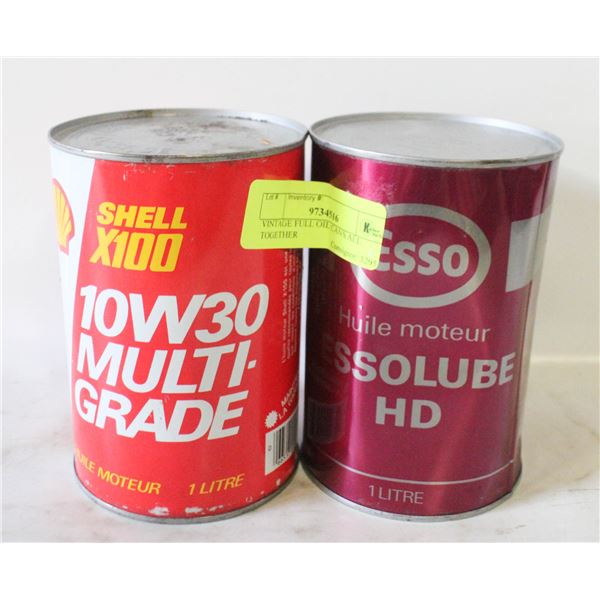 VINTAGE FULL OIL CANS ALL TOGETHER