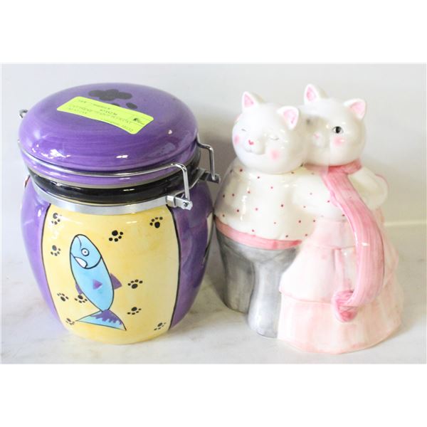CAT THEME TEAPOT PLUS CAT TREAT JAR
