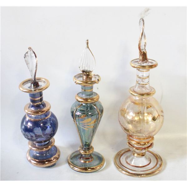 SET 3 VINTAGE HAND-BLOWN EGYPTIAN GLASS