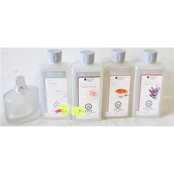 4 HALF LTR BOTTLES OF LAMPE BERGER PARIS VAROUS