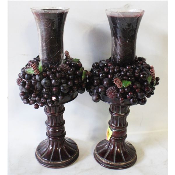 PAIR OF WINE THEME SPECIALTY CANDLES