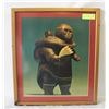 Image 1 : FRAMED VINTAGE ARCTIC SCULPTURE ART 18" X 20"