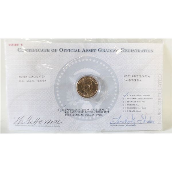 2007-P PRESIDENTIAL JEFFERSON DOLLAR UNCIRCULATED