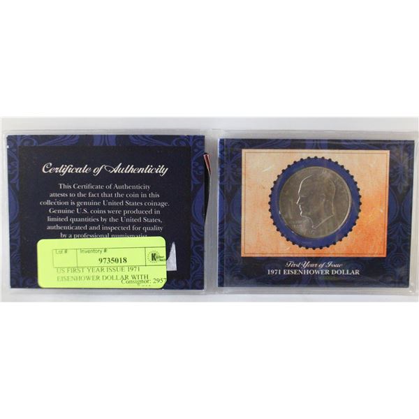 US FIRST YEAR ISSUE 1971 EISENHOWER DOLLAR WITH
