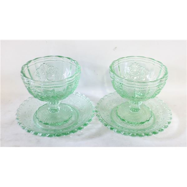 DEPRESSION GLASS SET OF 2