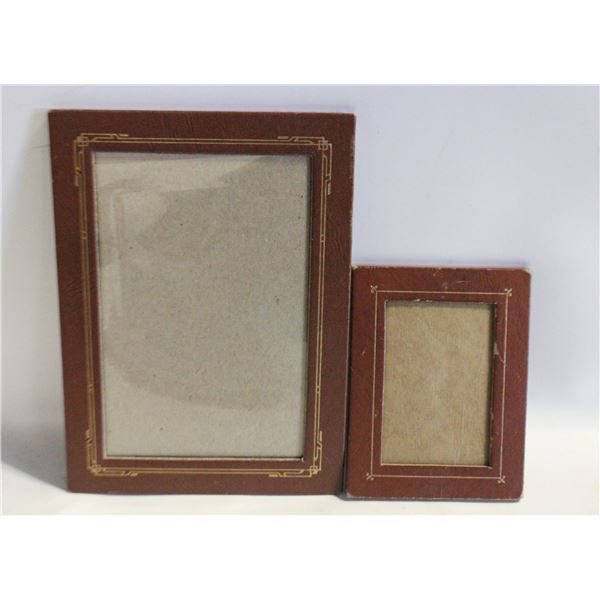 VINTAGE GOLD TOOLED LEATHER PICTURE FRAMES (2)