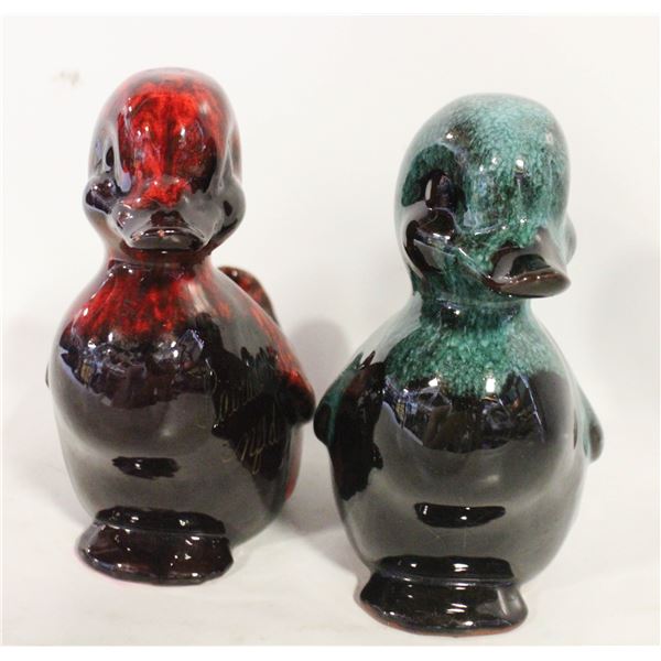 2 PORCELAIN DUCK ORNAMENTS 5X6 INCHES