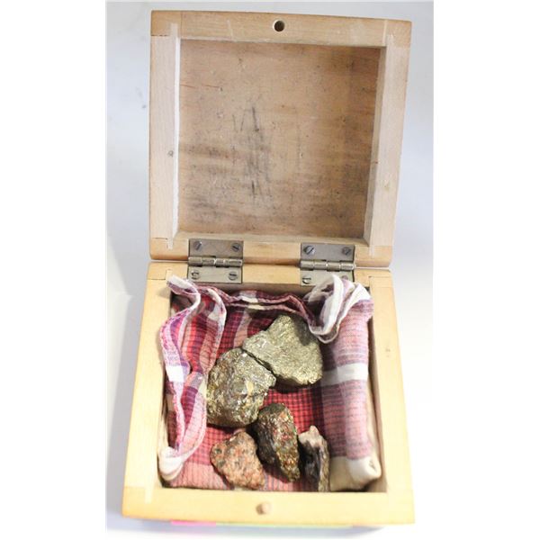 HANDMADE WOODEN BOX OF FOOLS GOLD