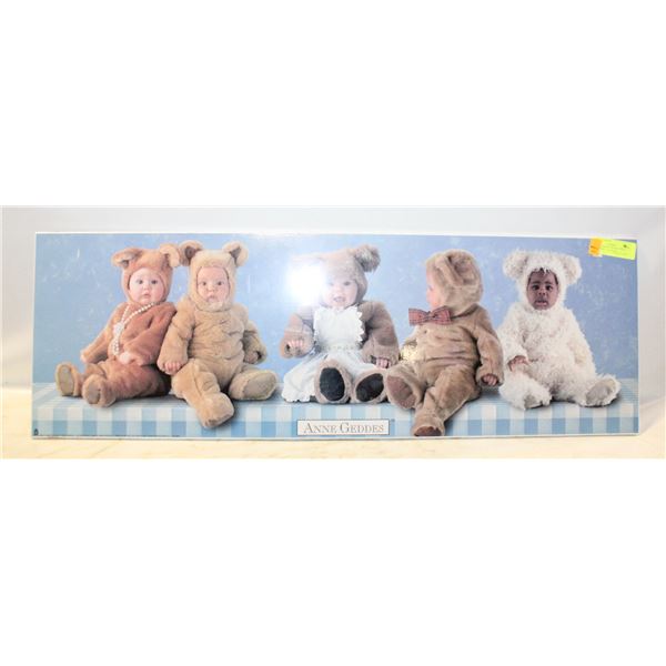 VINTAGE ANNE GEDDES TEDDY BEAR PRINT ON WOOD