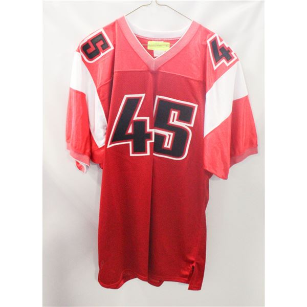 MENS LARGE RED FOOTBALL JERSEY,