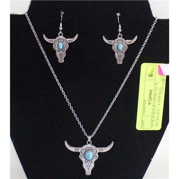 NEW JEWELRY DISPLAY W/ NECKLACE + EARRINGS