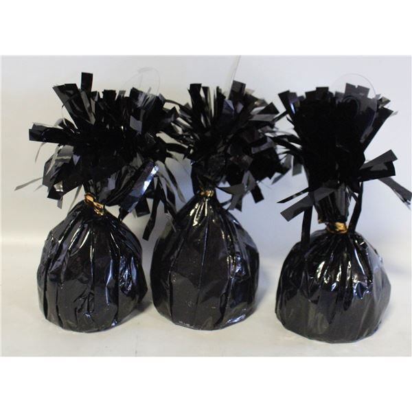 FOIL BLACK BALLOON WEIGHTS- SET OF 3