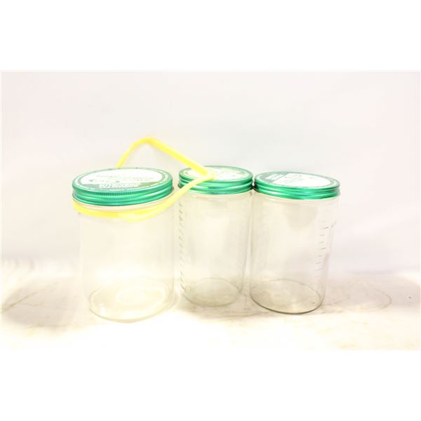 LOT OF 3 VINTAGE GLASS PEANUT BUTTER JARS