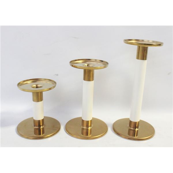 3 GOLD AND WHITE IKEA CANDLEHOLDERS