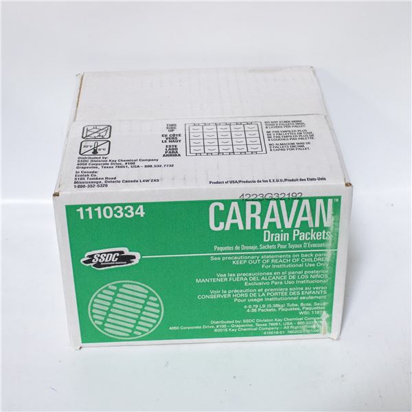 CASE WITH 4 CONTAINERS OF CARAVAN DRAIN PACKETS
