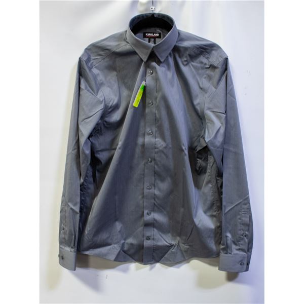 NEW KIRKLAND BUTTON-UP SUIT SHIRT GREY SIZE MM