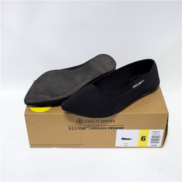 CALL IT SPRING WOMENS POINTED FLATS BLACK SIZE 6