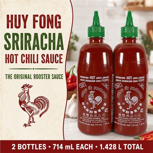 2 HUY FONG SRIRACHA HOT CHILI SAUCE 714ML BB