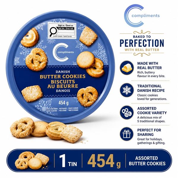 COMPLIMENTS DANISH BUTTER COOKIES 454G BB 01/27