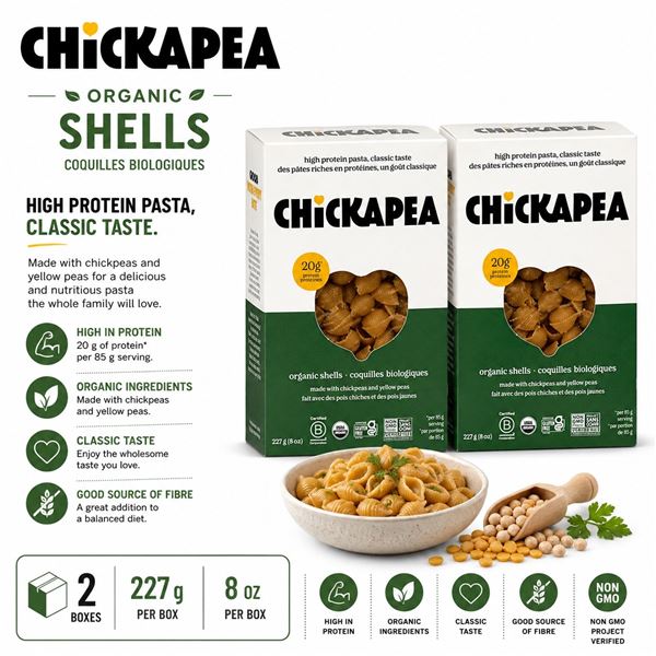 2 CHICKAPEA ORGANIC SHELLS 227G BB 04/27