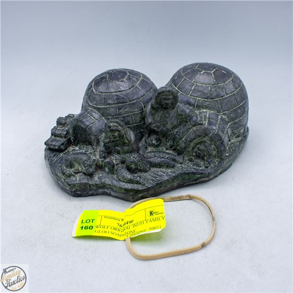 THE WOLF ORIGINAL INUIT FAMILY IN INGLOO SOAPSTONE