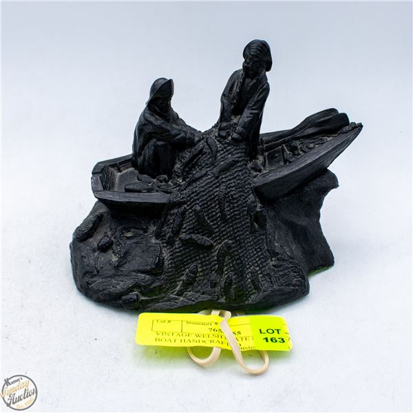 VINTAGE WELSH SLATE FISHERMAN BOAT HANDCRAFTED