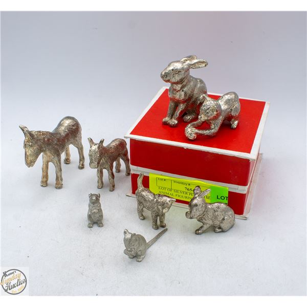 LOT OF SILVER PLATED MINATURE ANIMAL FIGURINES