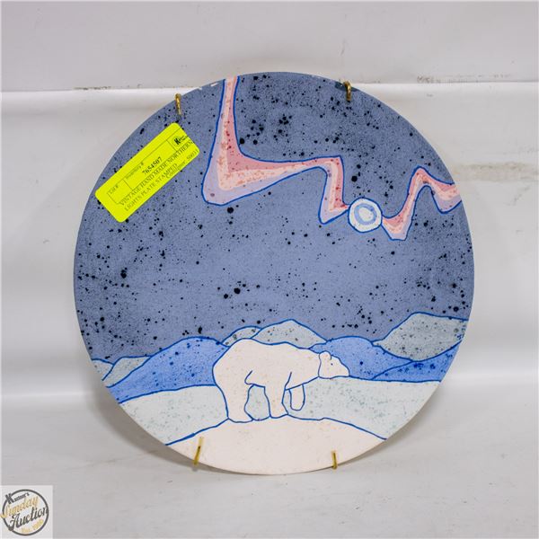 VINTAGE HAND MADE NORTHERN LIGHTS PLATE STAMPED