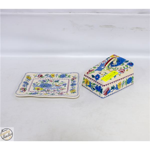VINTAGE MASONS CHEESE DISH REGENCY PATTERN