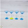 Image 1 : SET OF 4 SWIRL BLUE GLASS MARTINI GLASSES
